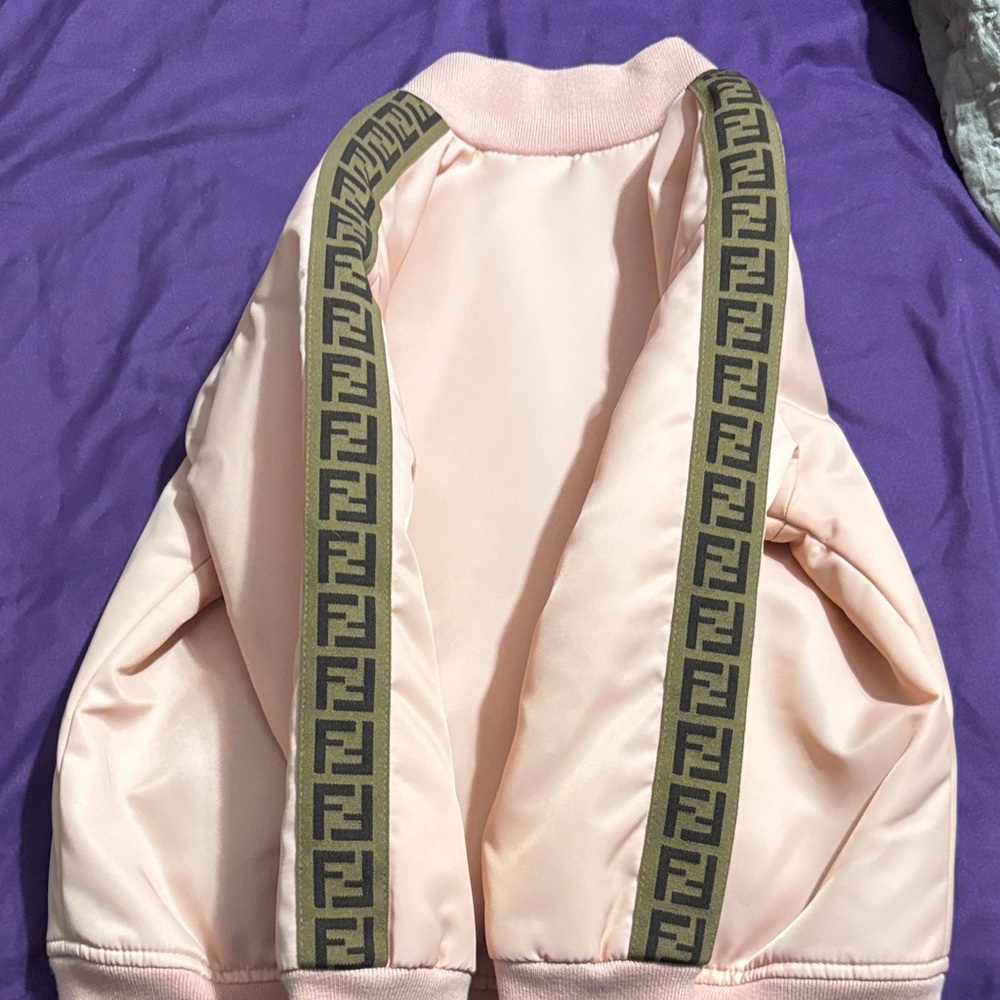 Fendi Light Pink Bomber Jacket with Bear Patch - Picture 5 of 5